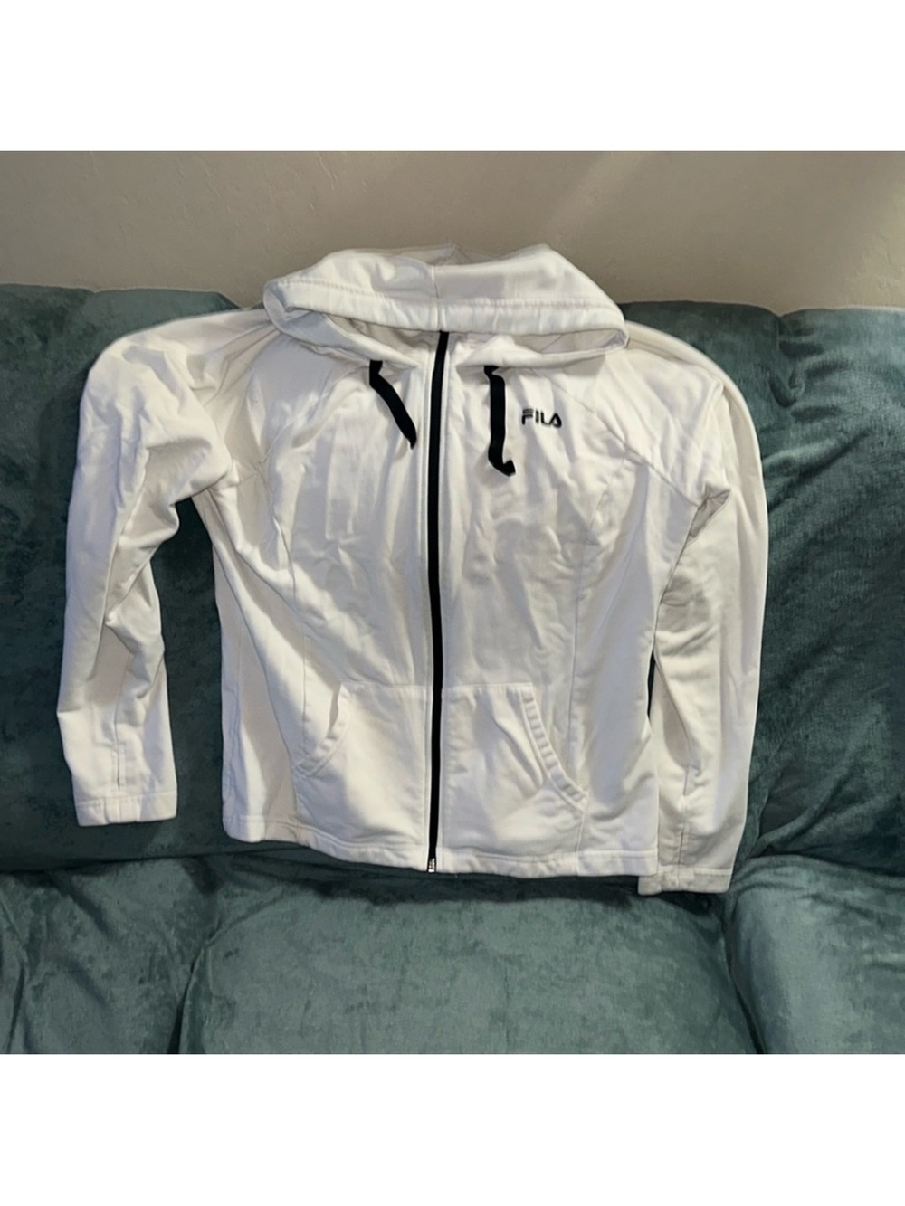 Fila sport XL White Full-Zip Hoodie with Black Accents stained